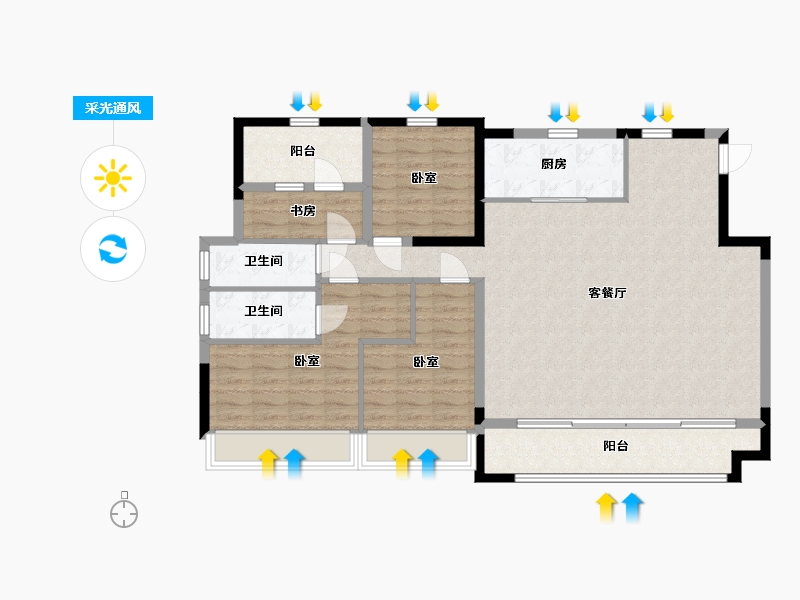 宁夏回族自治区-银川市-融创枫丹壹号-114.73-户型库-采光通风