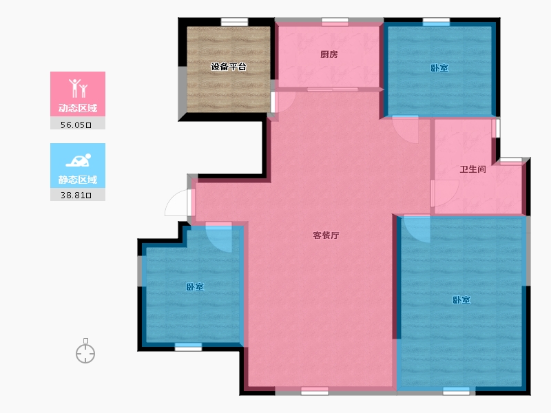 宁夏回族自治区-银川市-荣恒星宅-92.38-户型库-动静分区