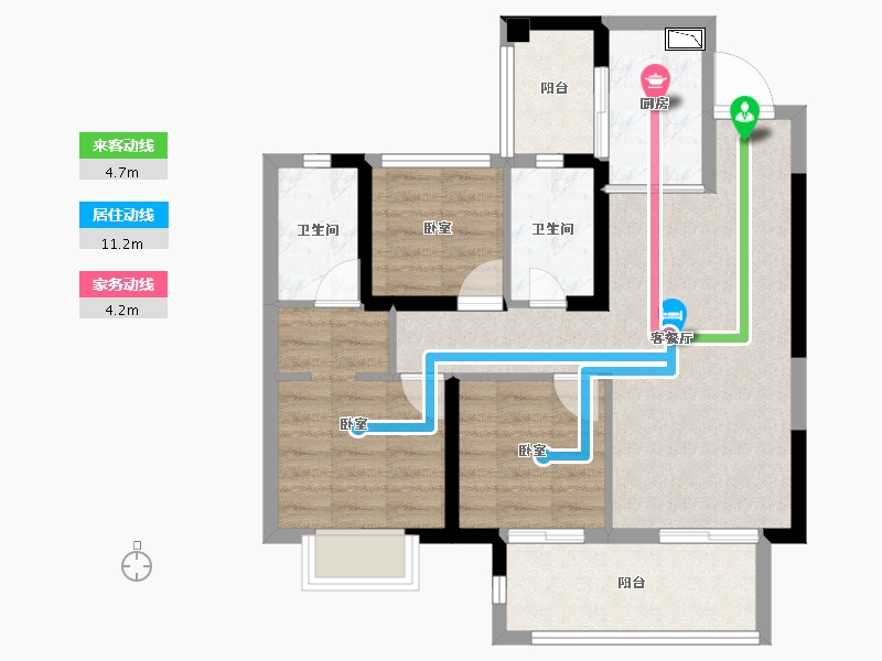 福建省-泉州市-保利住宅第5湾-70.00-户型库-动静线