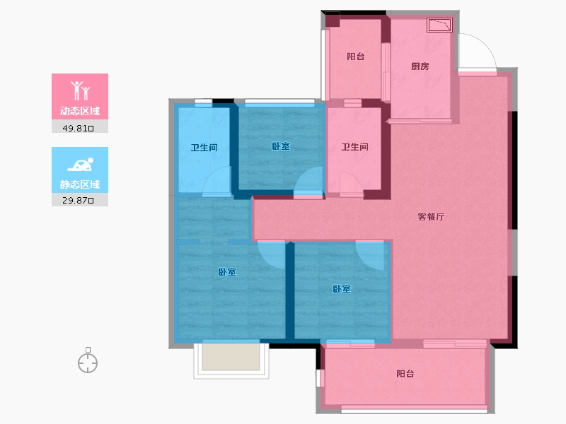 福建省-泉州市-保利住宅第5湾-70.00-户型库-动静分区