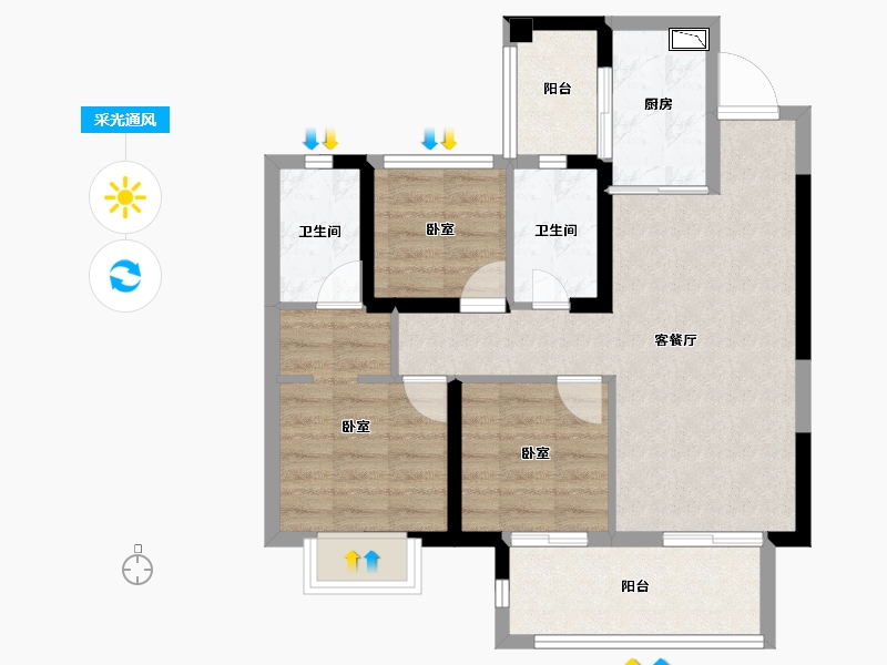 福建省-泉州市-保利住宅第5湾-70.00-户型库-采光通风