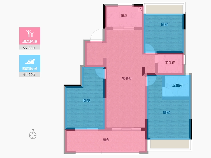 安徽省-芜湖市-融创公元2020-88.29-户型库-动静分区