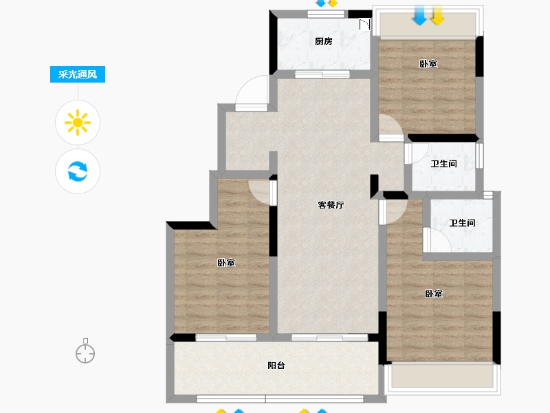 安徽省-芜湖市-融创公元2020-88.29-户型库-采光通风