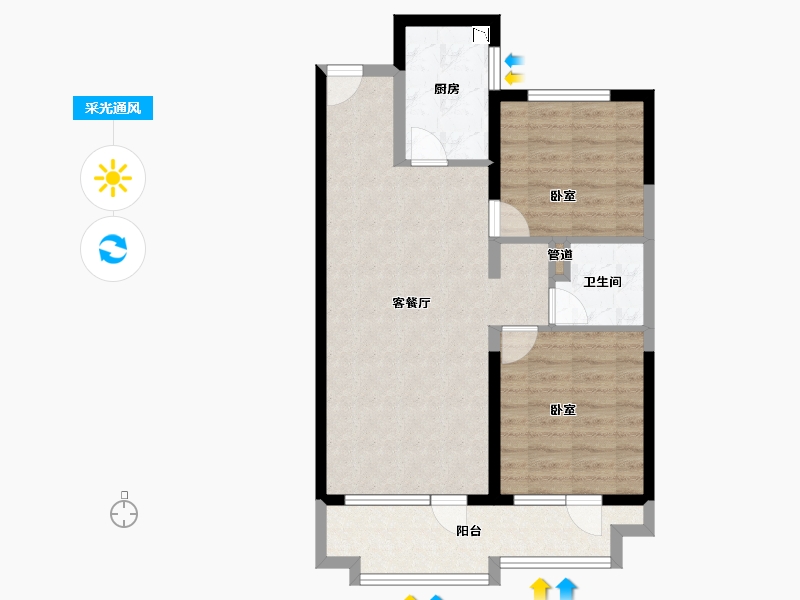 山东省-青岛市-融创青岛东方影都-71.00-户型库-采光通风