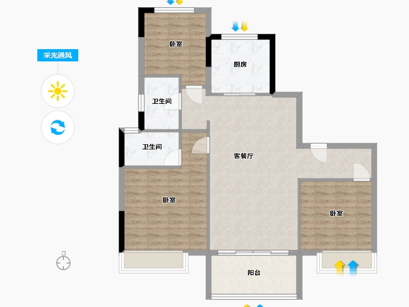 浙江省-湖州市-湖州碧桂园城市之光-96.00-户型库-采光通风