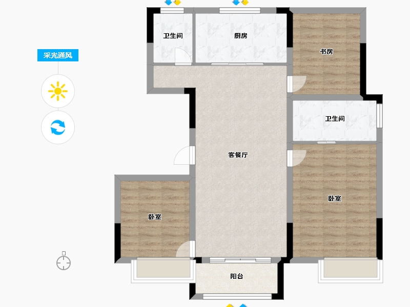 浙江省-湖州市-仁皇·燕澜府-92.00-户型库-采光通风