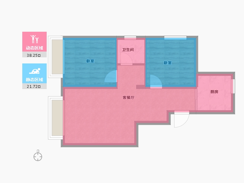 新疆维吾尔自治区-乌鲁木齐市-汇臻城·臻园-53.47-户型库-动静分区