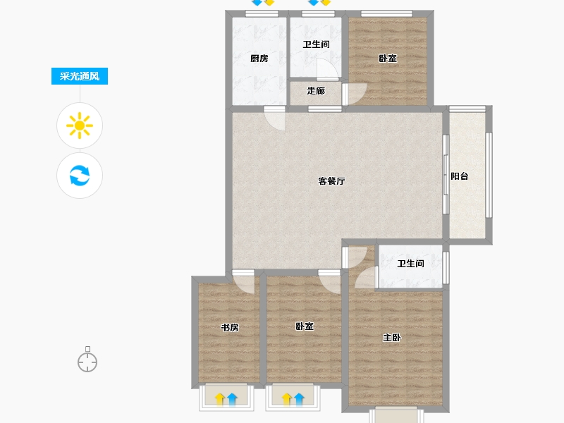 山东省-淄博市-天煜信园-119.54-户型库-采光通风