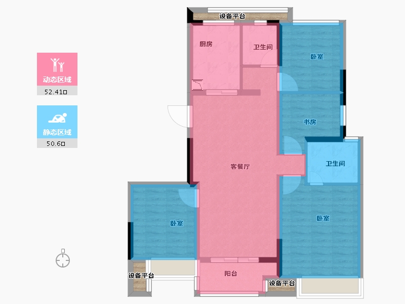 浙江省-金华市-新城香悦兰城-95.00-户型库-动静分区