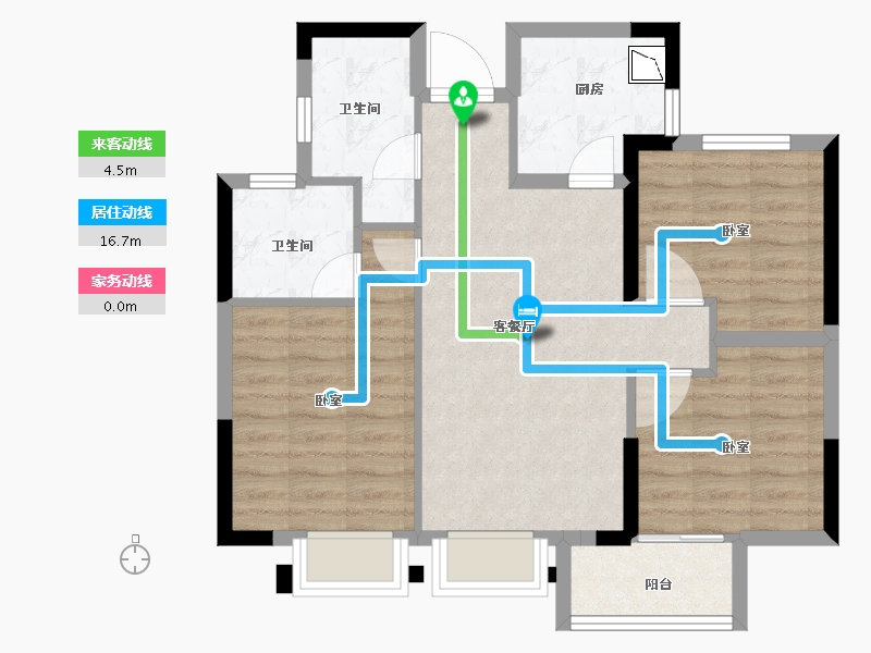 福建省-龙岩市-璞玉滨江-71.00-户型库-动静线