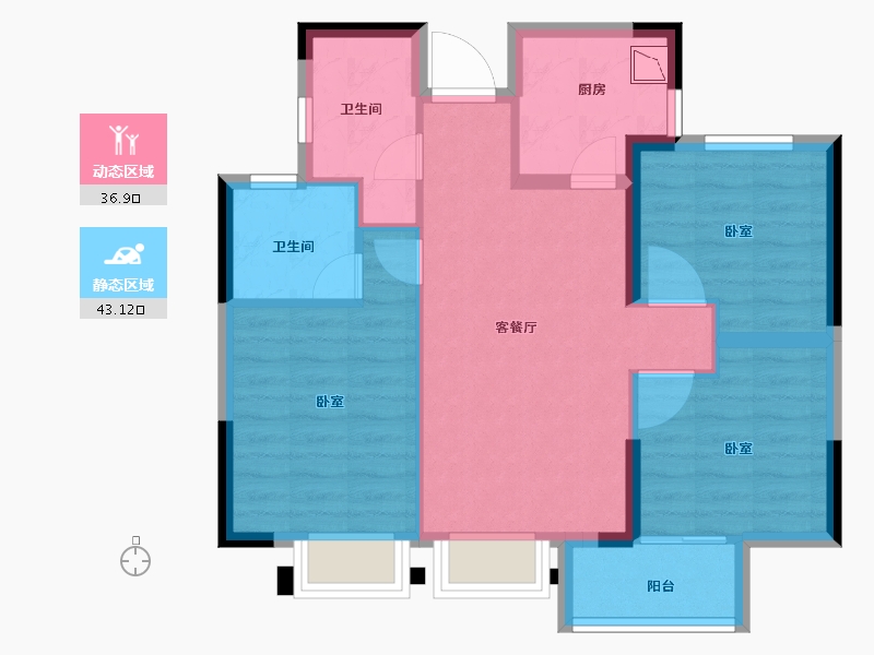 福建省-龙岩市-璞玉滨江-71.00-户型库-动静分区