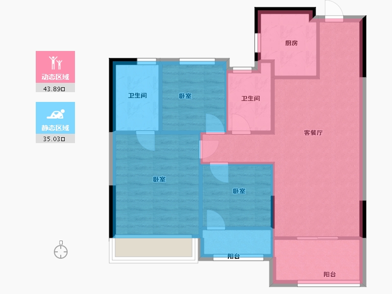 浙江省-温州市-金科银城文华府-71.00-户型库-动静分区