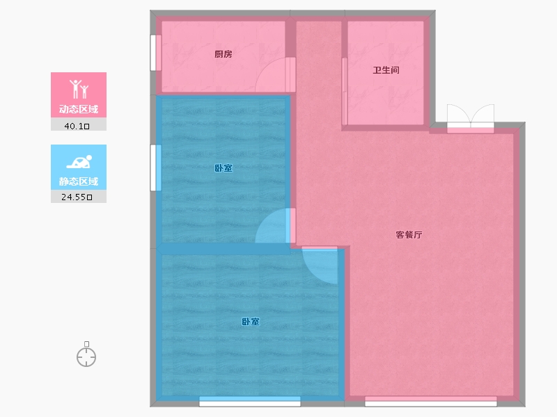 新疆维吾尔自治区-乌鲁木齐市-城市九点阳光-57.98-户型库-动静分区