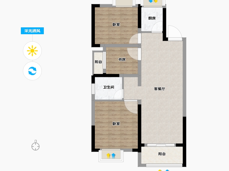 安徽省-合肥市-凤麟别院-77.33-户型库-采光通风