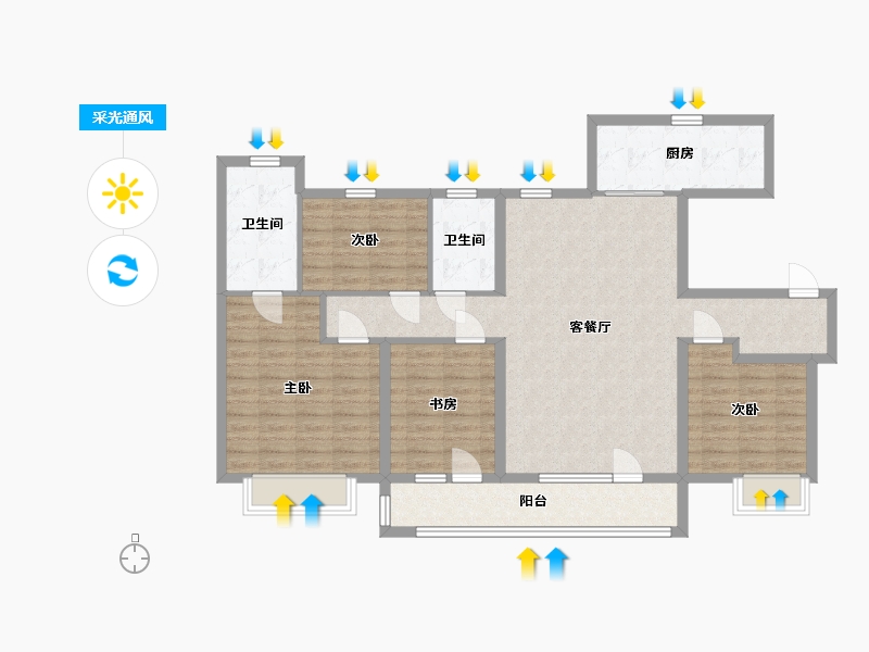 山东省-青岛市-中海林溪世家-113.99-户型库-采光通风