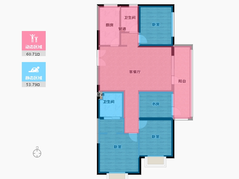 山东省-青岛市-融创青岛东方影都-102.00-户型库-动静分区