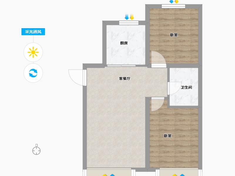 新疆维吾尔自治区-乌鲁木齐市-汇臻城·臻园-55.97-户型库-采光通风