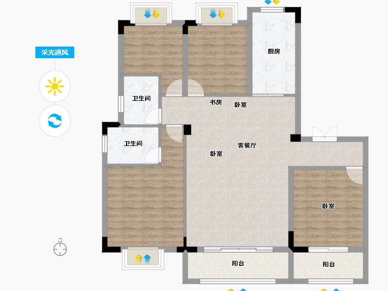 安徽省-淮南市-安粮淮安府-114.00-户型库-采光通风