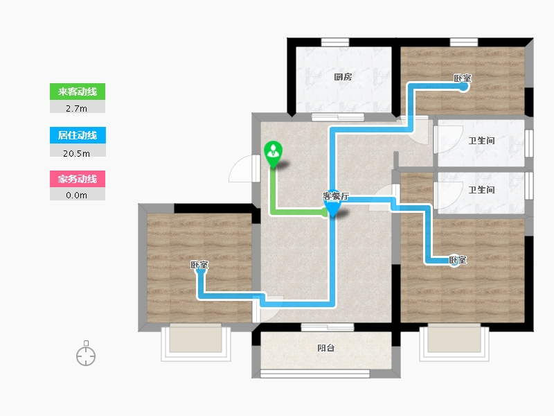 宁夏回族自治区-银川市-碧桂园幸福印记-69.07-户型库-动静线