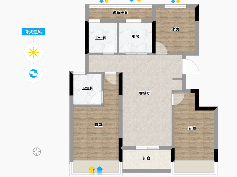 浙江省-金华市-滨江悦虹湾-78.04-户型库-采光通风