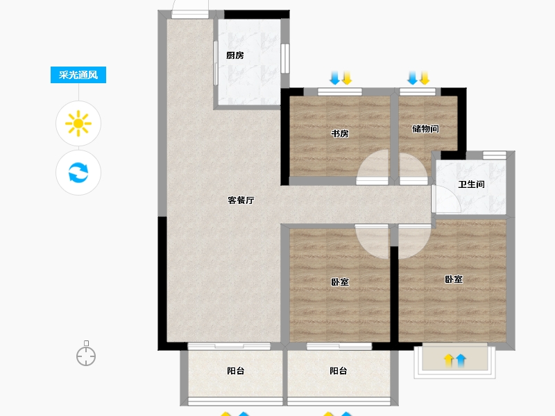 安徽省-合肥市-凤麟别院-85.00-户型库-采光通风