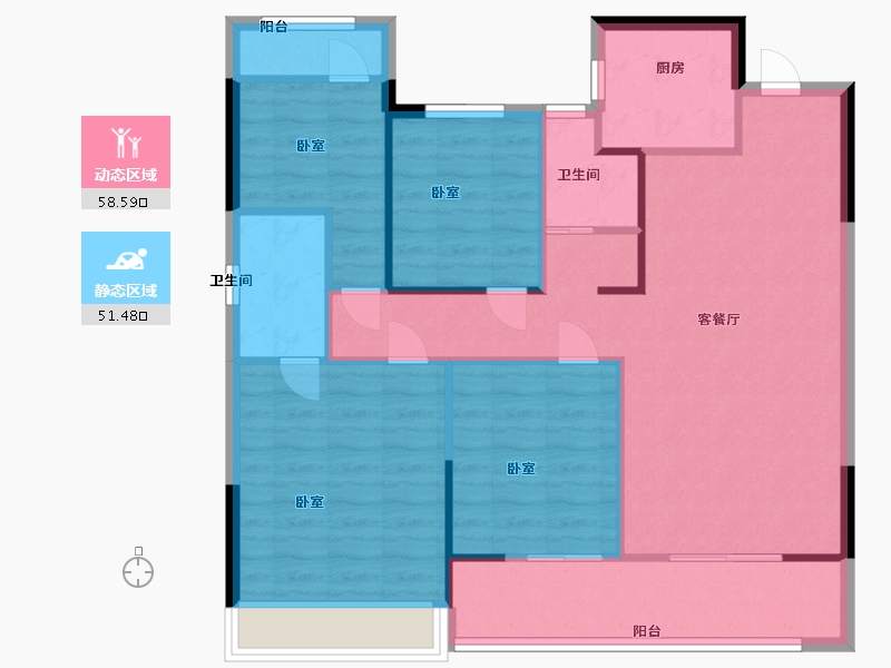 浙江省-温州市-金科银城文华府-100.00-户型库-动静分区