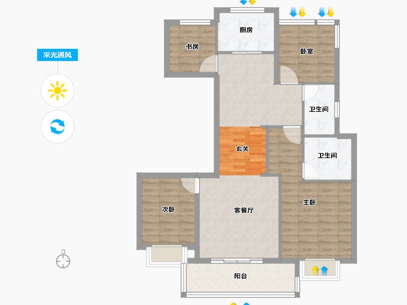 浙江省-衢州市-德信君宸-95.00-户型库-采光通风