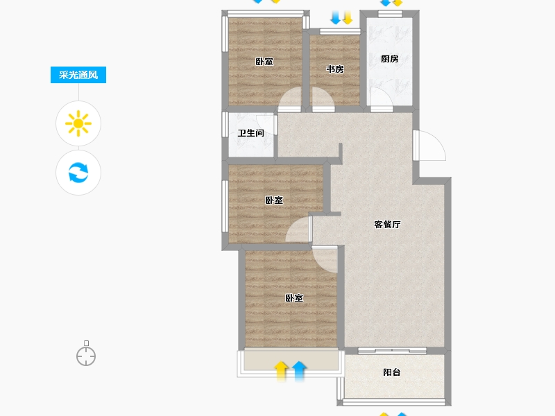 安徽省-合肥市-弘阳昕悦府-85.00-户型库-采光通风