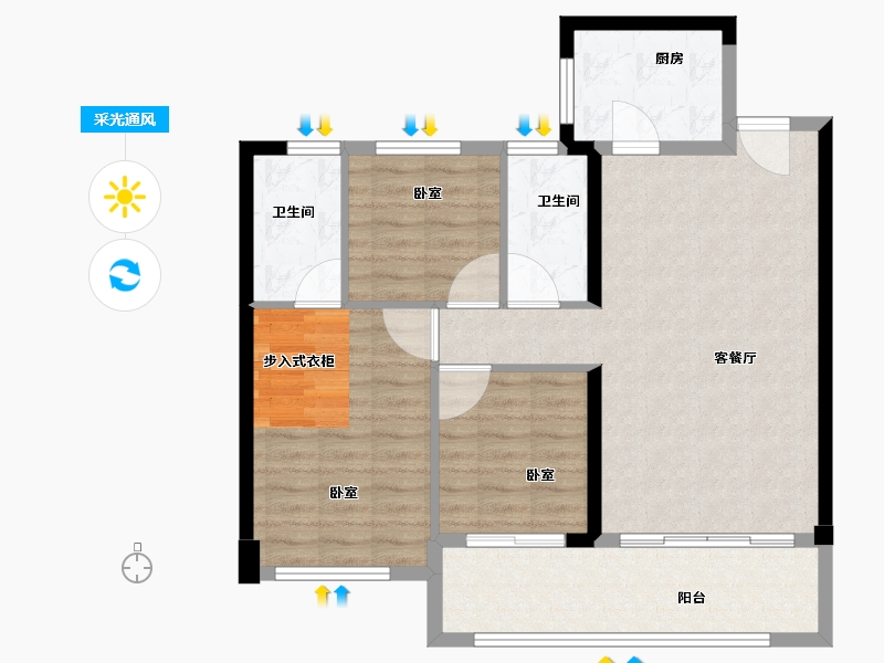 福建省-泉州市-广海新景悦城-87.00-户型库-采光通风