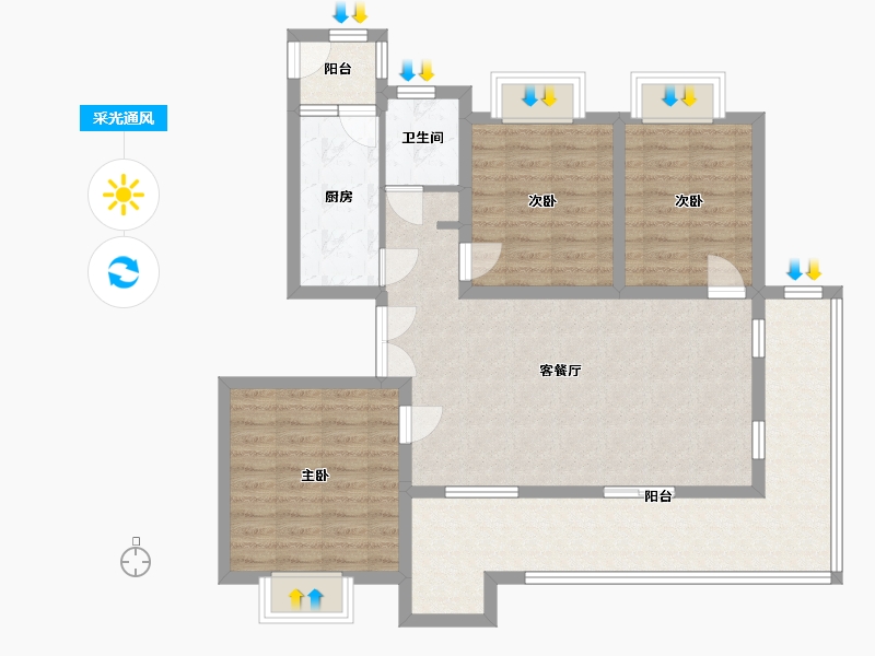 山东省-青岛市-嶺海香澜郡瑜院-99.81-户型库-采光通风