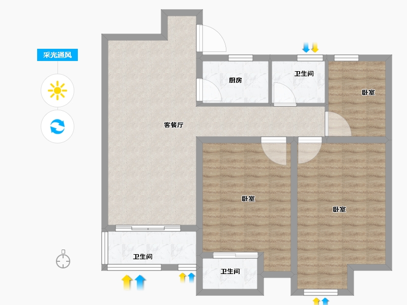 安徽省-芜湖市-宜居·香城湾-90.00-户型库-采光通风