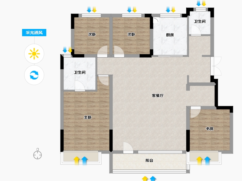 吉林省-长春市-龙湖中铁建·云璟-121.02-户型库-采光通风