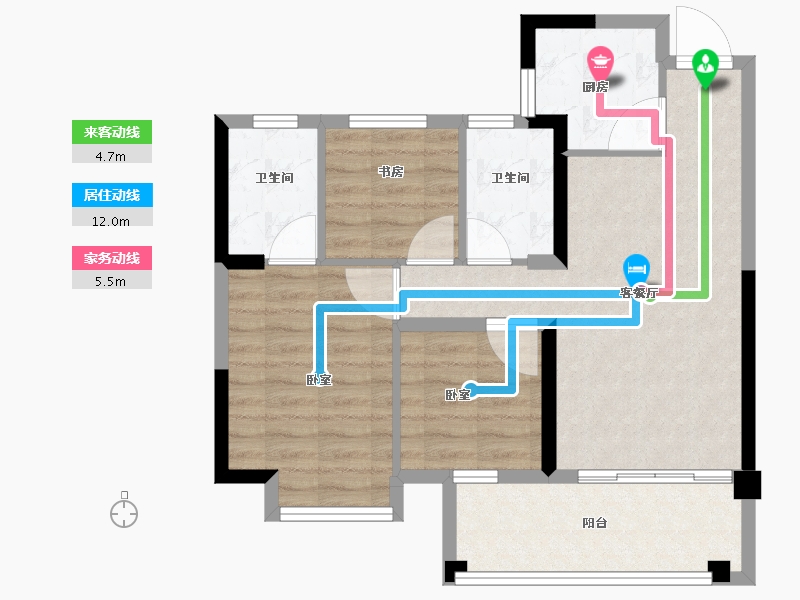 福建省-龙岩市-书华·文郡-71.00-户型库-动静线