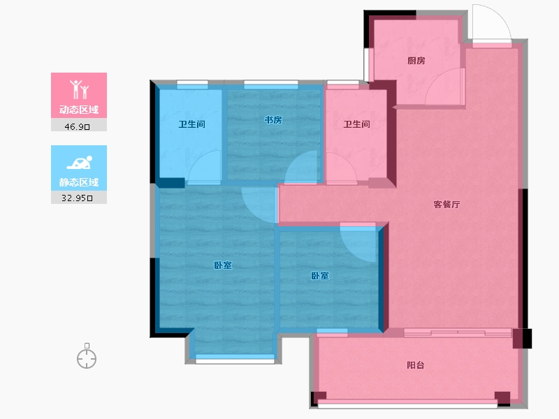 福建省-龙岩市-书华·文郡-71.00-户型库-动静分区