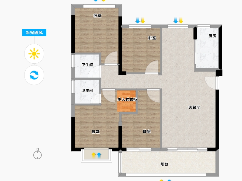 福建省-泉州市-晋江阳光城-104.00-户型库-采光通风