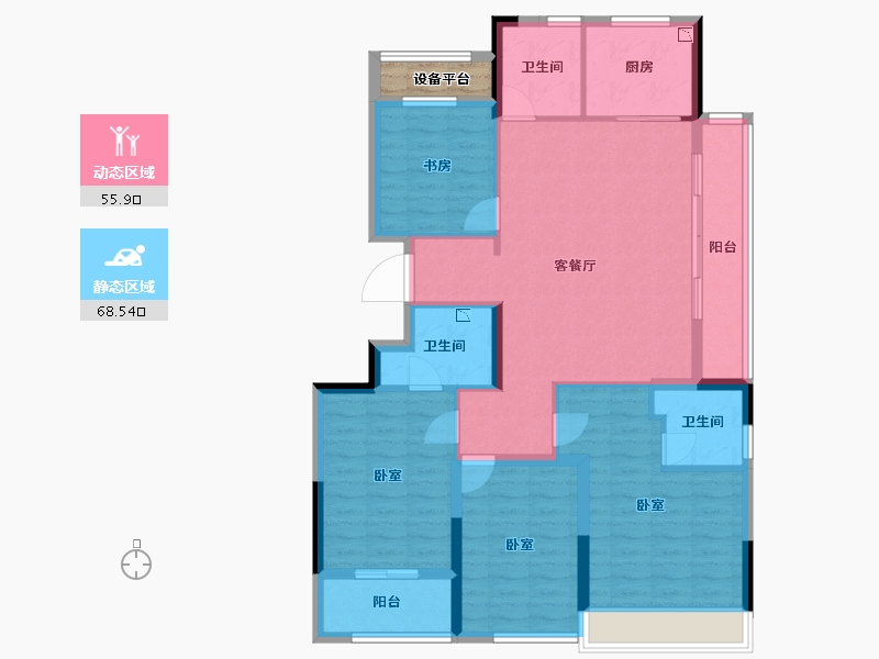 浙江省-金华市-滨江悦虹湾-113.85-户型库-动静分区