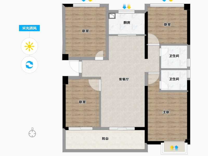 福建省-泉州市-保利住宅第5湾-101.26-户型库-采光通风