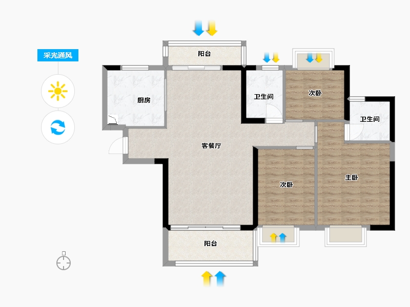 江西省-赣州市-赣州恒大悦府-102.90-户型库-采光通风