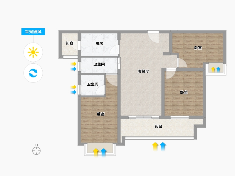 河南省-郑州市-雅居乐海南清水湾-91.11-户型库-采光通风