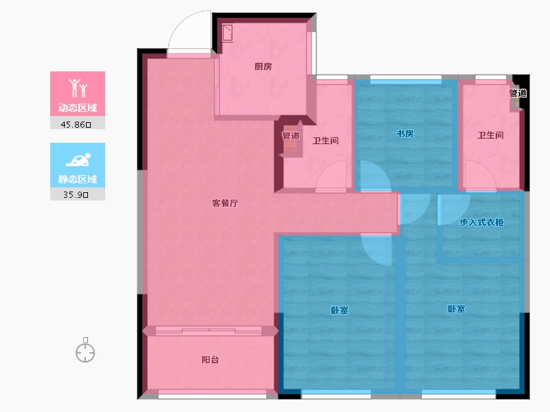 浙江省-宁波市-恒厚·阳光里-72.29-户型库-动静分区