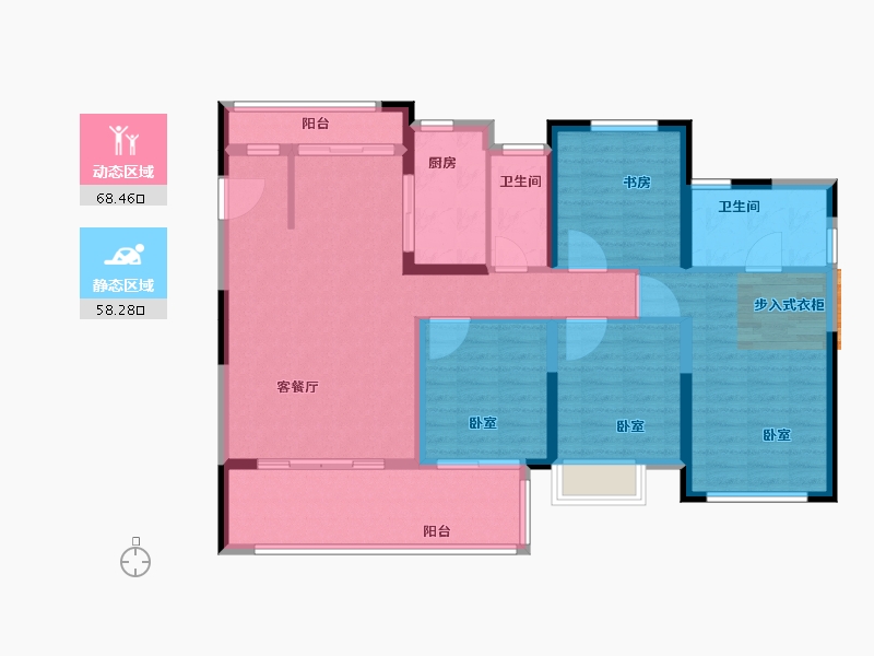 福建省-泉州市-安腾幸福里-114.00-户型库-动静分区