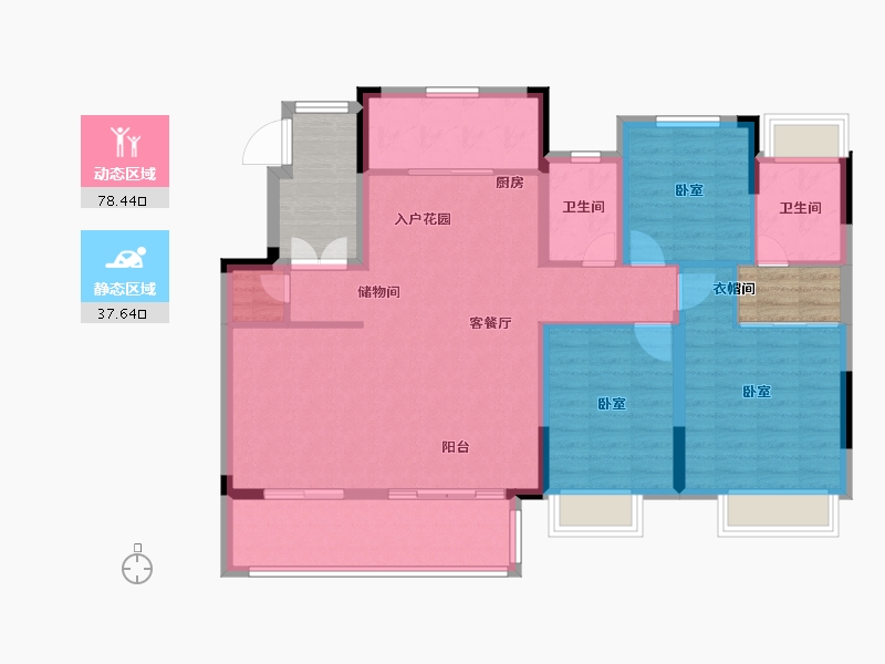 安徽省-芜湖市-芜湖大发融悦东方-114.00-户型库-动静分区