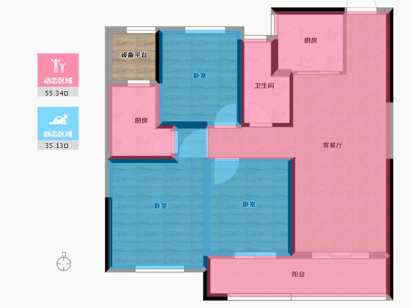 浙江省-绍兴市-亚厦东麟府-82.71-户型库-动静分区