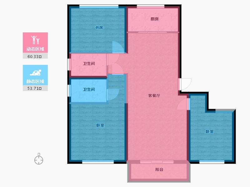 宁夏回族自治区-银川市-华远·海蓝和光-103.00-户型库-动静分区