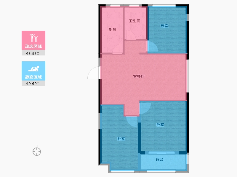 浙江省-宁波市-荣安香园2期-85.00-户型库-动静分区