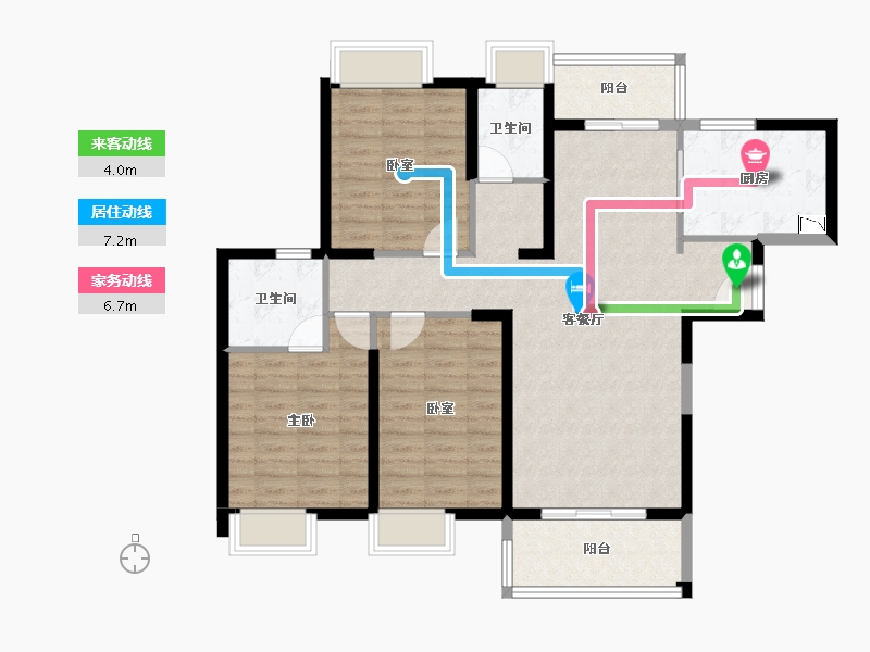 福建省-泉州市-新美居海湾广场-103.08-户型库-动静线