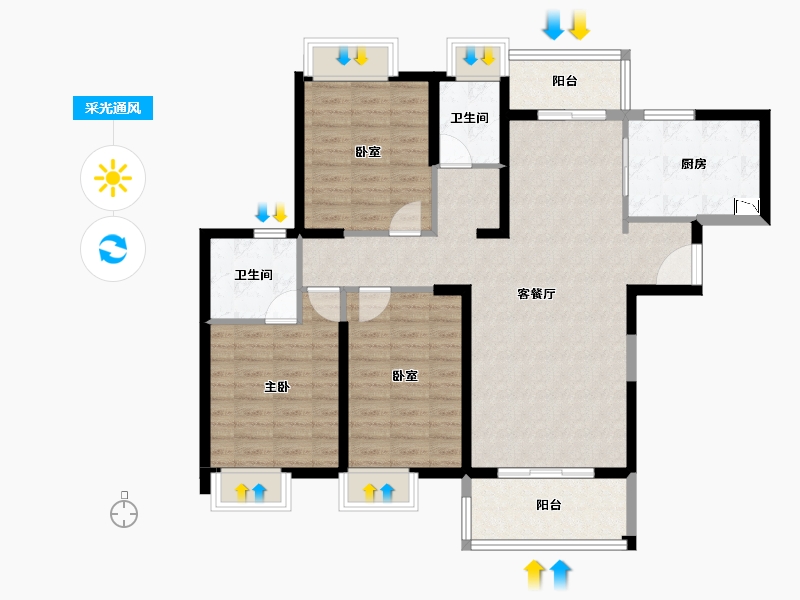 福建省-泉州市-新美居海湾广场-103.08-户型库-采光通风