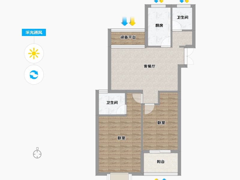 浙江省-湖州市-香溪丽舍·丽园-71.89-户型库-采光通风