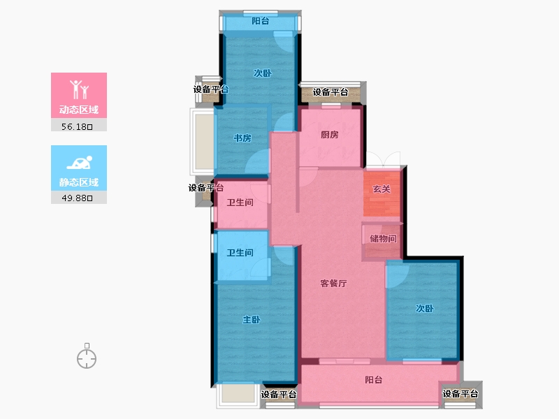 浙江省-台州市-锦钰园-98.00-户型库-动静分区