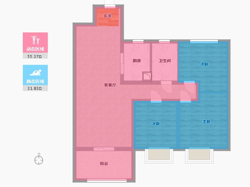 江西省-南昌市-碧桂园中江温泉城-77.00-户型库-动静分区